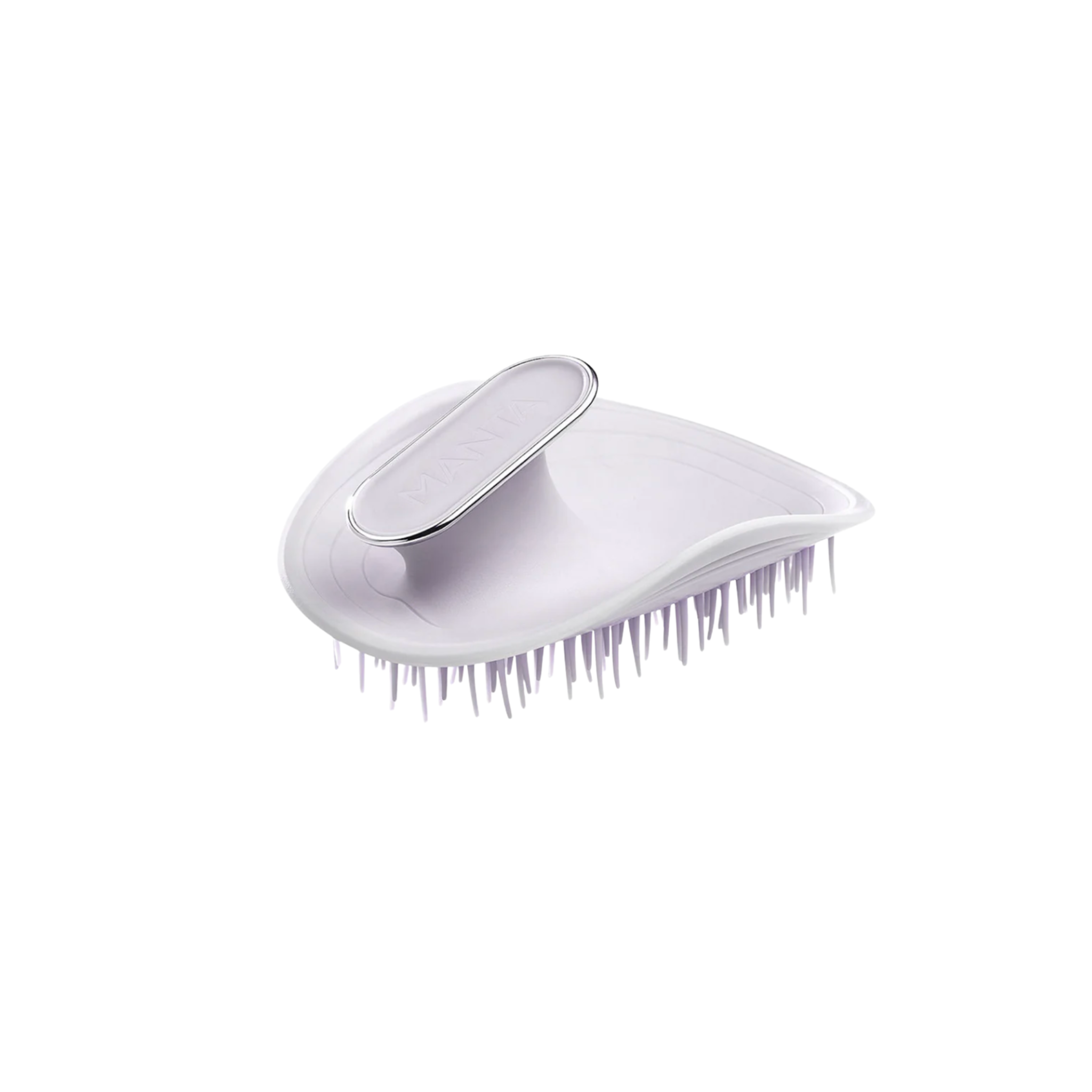 White grooming brush with bristles on a white background