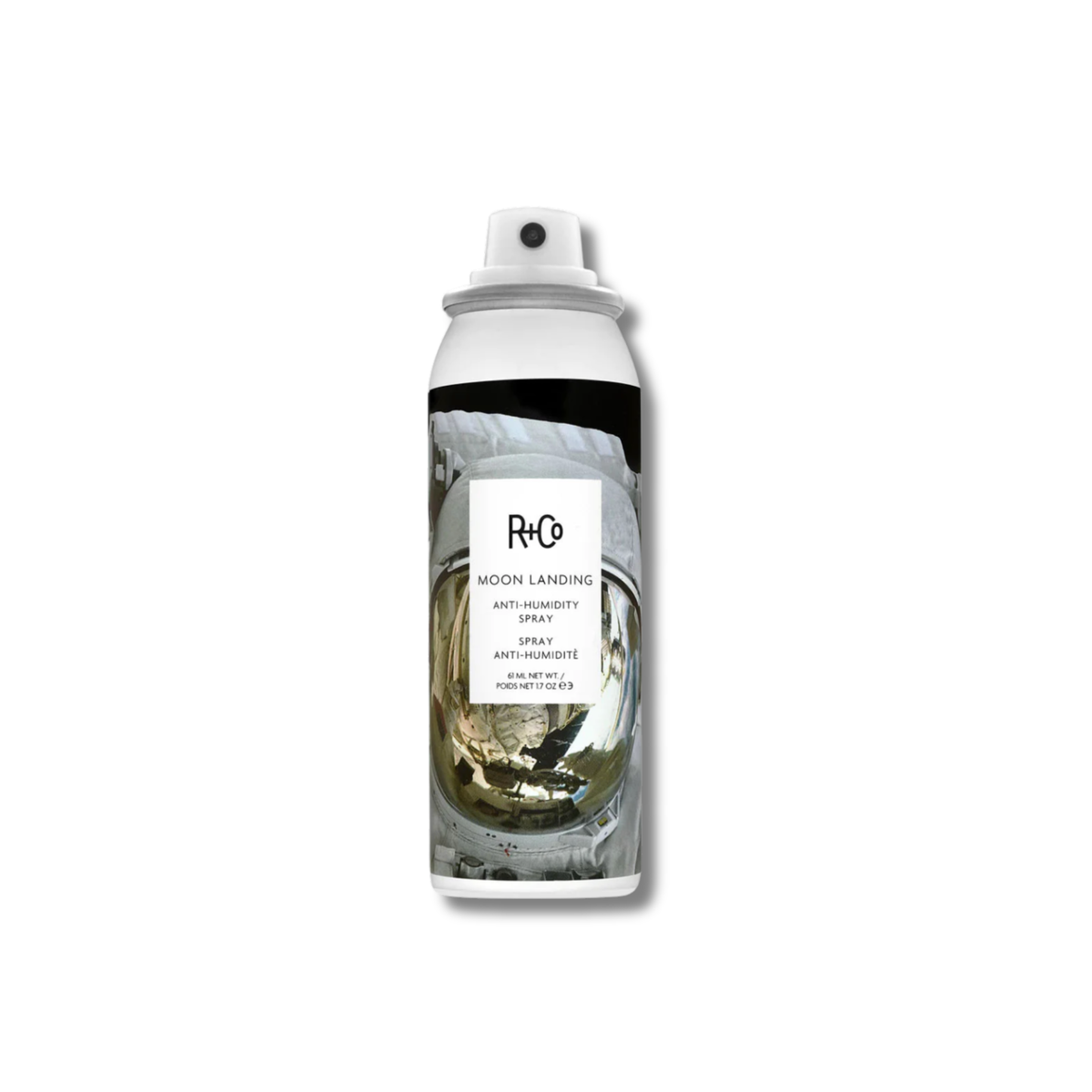 Aerosol spray can with a label on a white background
