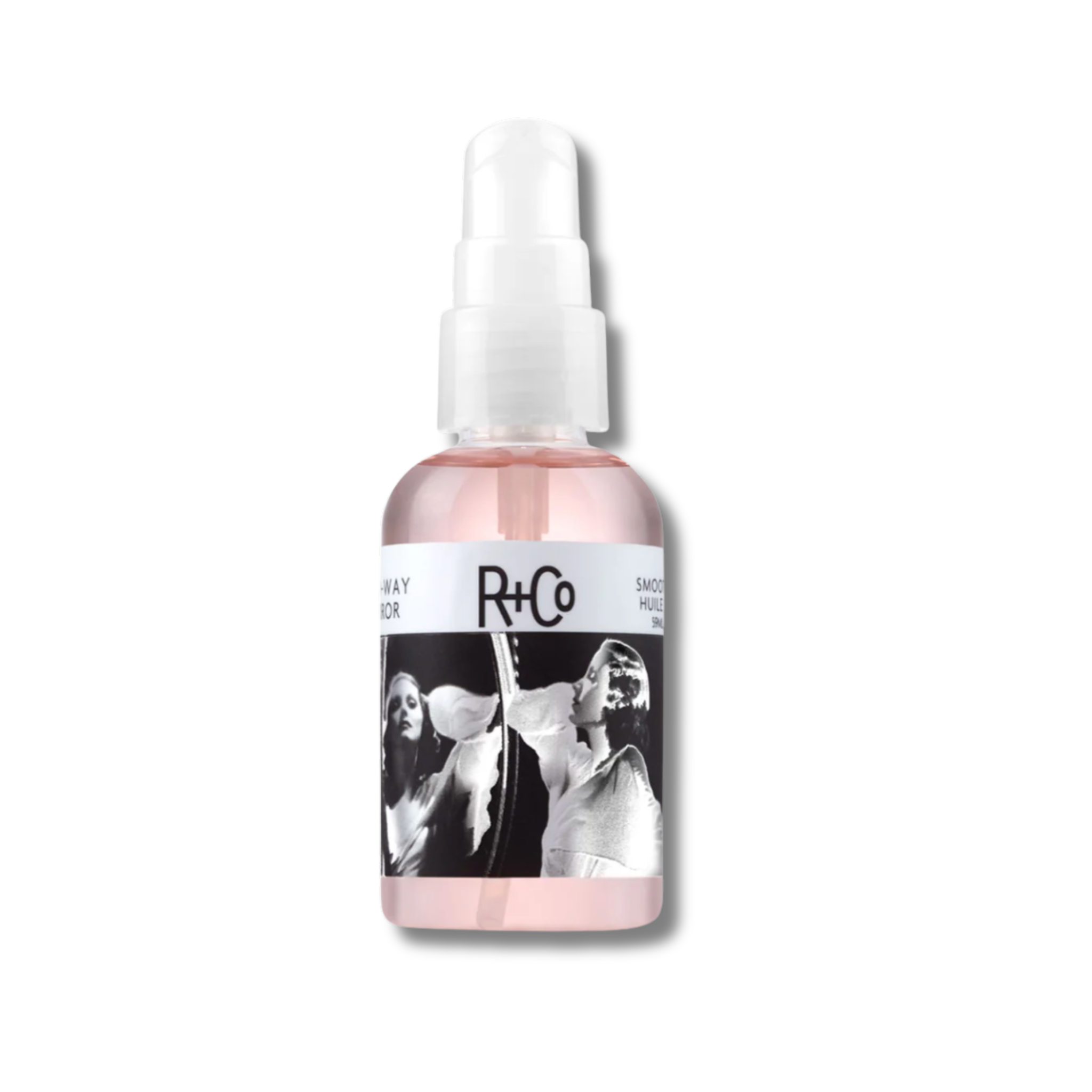 R+Co hair product bottle on a white background